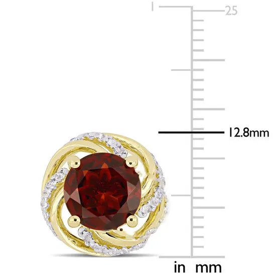 JMS always Original AMOUR 4 13 CT TGW Garnet and White Topaz Swirl Stud Earrings In Yellow Plated Sterling Silver Earrings JMS always Original AMOUR 4 13 CT TGW Garnet and White Topaz Swirl Stud Earrings In Yellow Plated Sterling Silver Earrings