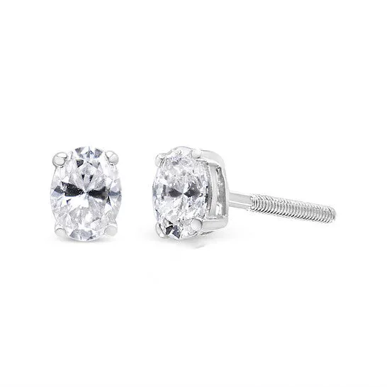 JMS always Original Haus of Brilliance 14K White Gold 12 Cttw Lab Grown Oval Solitaire Diamond Stud Earrings FG Color VS2SI1 Clarity Earrings JMS always Original Haus of Brilliance 14K White Gold 12 Cttw Lab Grown Oval Solitaire Diamond Stud Earrings FG Color VS2SI1 Clarity Earrings