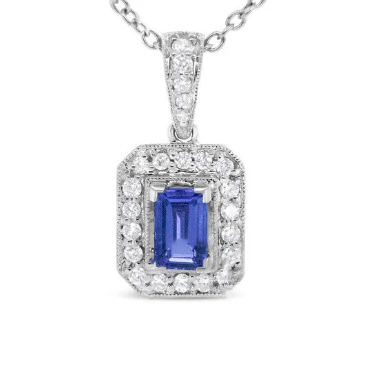 JMS always Original Haus of Brilliance 18K White Gold 14 Cttw Round Diamond and 6x4mm Purple Tanzanite Halo 18 Pendant Necklace HI Color VS1VS2 Clarity Necklaces JMS always Original Haus of Brilliance 18K White Gold 14 Cttw Round Diamond and 6x4mm Purple Tanzanite Halo 18 Pendant Necklace HI Color VS1VS2 Clarity Necklaces