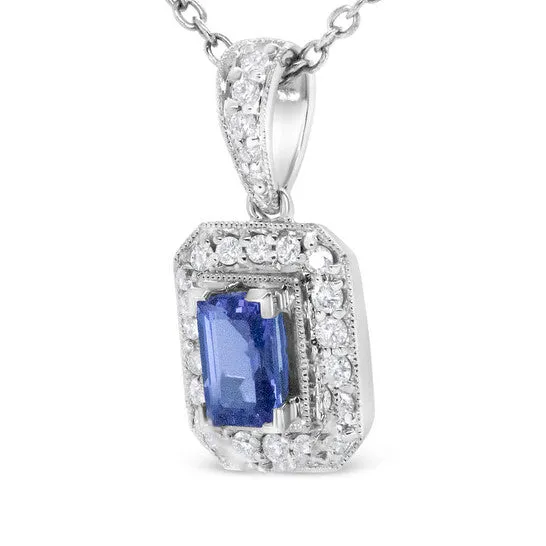 JMS always Original Haus of Brilliance 18K White Gold 14 Cttw Round Diamond and 6x4mm Purple Tanzanite Halo 18 Pendant Necklace HI Color VS1VS2 Clarity Necklaces JMS always Original Haus of Brilliance 18K White Gold 14 Cttw Round Diamond and 6x4mm Purple Tanzanite Halo 18 Pendant Necklace HI Color VS1VS2 Clarity Necklaces