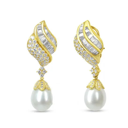 JMS always Original Haus of Brilliance 18k Yellow Gold 70 Cttw Baguette and Round Diamond South Sea Pearl Drop Dangle ClipOn Detachable Earrings FG Color VS1VS2 Cla Earrings JMS always Original Haus of Brilliance 18k Yellow Gold 70 Cttw Baguette and Round Diamond South Sea Pearl Drop Dangle ClipOn Detachable Earrings FG Color VS1VS2 Cla Earrings
