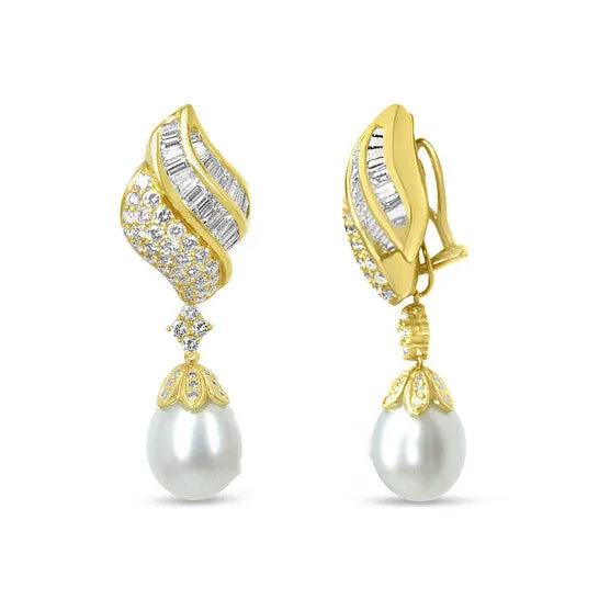JMS always Original Haus of Brilliance 18k Yellow Gold 70 Cttw Baguette and Round Diamond South Sea Pearl Drop Dangle ClipOn Detachable Earrings FG Color VS1VS2 Cla Earrings JMS always Original Haus of Brilliance 18k Yellow Gold 70 Cttw Baguette and Round Diamond South Sea Pearl Drop Dangle ClipOn Detachable Earrings FG Color VS1VS2 Cla Earrings