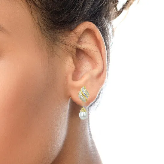 JMS always Original Haus of Brilliance 18k Yellow Gold 70 Cttw Baguette and Round Diamond South Sea Pearl Drop Dangle ClipOn Detachable Earrings FG Color VS1VS2 Cla Earrings JMS always Original Haus of Brilliance 18k Yellow Gold 70 Cttw Baguette and Round Diamond South Sea Pearl Drop Dangle ClipOn Detachable Earrings FG Color VS1VS2 Cla Earrings