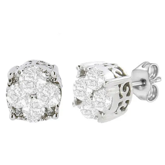 JMS always Original Haus of Brilliance 925 Sterling Silver 12 Cttw Cttw Prong Set LabGrown Round Diamond Cluster Stud Earring FG Color SI1SI2 Clarity Earrings JMS always Original Haus of Brilliance 925 Sterling Silver 12 Cttw Cttw Prong Set LabGrown Round Diamond Cluster Stud Earring FG Color SI1SI2 Clarity Earrings