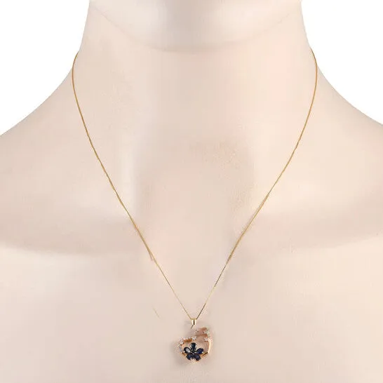 JMS always Original LB Exclusive 14K Yellow Gold 020ct Diamond and Sapphire Heart and Flower Pendant Necklace PH4 10098YSA Necklaces JMS always Original LB Exclusive 14K Yellow Gold 020ct Diamond and Sapphire Heart and Flower Pendant Necklace PH4 10098YSA Necklaces