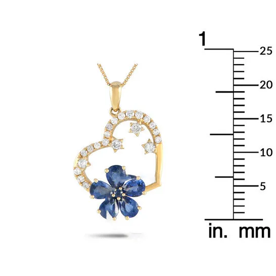 JMS always Original LB Exclusive 14K Yellow Gold 020ct Diamond and Sapphire Heart and Flower Pendant Necklace PH4 10098YSA Necklaces JMS always Original LB Exclusive 14K Yellow Gold 020ct Diamond and Sapphire Heart and Flower Pendant Necklace PH4 10098YSA Necklaces