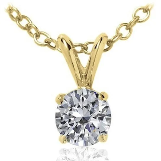 JMS always Original Maulijewels 060 Carat Round Natural Diamond Solitaire Pendant In 14K Solid Yellow Gold With 18 14K Yellow Gold Plated Sterling Silver Box Chain Necklaces JMS always Original Maulijewels 060 Carat Round Natural Diamond Solitaire Pendant In 14K Solid Yellow Gold With 18 14K Yellow Gold Plated Sterling Silver Box Chain Necklaces