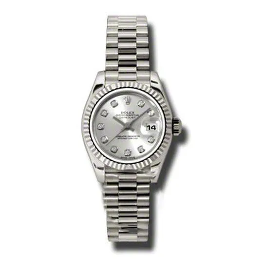 JMS always PreStyled Sets Original Rolex LadyDatejust 26 Silver Dial 18K White Gold President Automatic Ladies Watch 179179SDP JMS always PreStyled Sets Original Rolex LadyDatejust 26 Silver Dial 18K White Gold President Automatic Ladies Watch 179179SDP