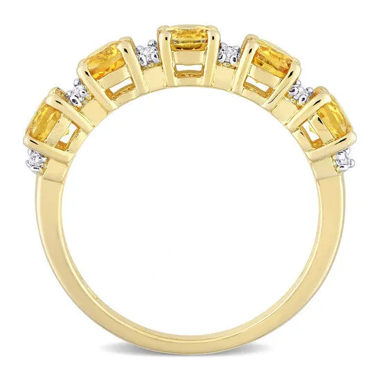 JMS always Rings Original Amour 1 35 CT TGW Citrine and White Topaz Semi Eternity Ring in Yellow Gold Plated Sterling Silver JMS always Rings Original Amour 1 35 CT TGW Citrine and White Topaz Semi Eternity Ring in Yellow Gold Plated Sterling Silver
