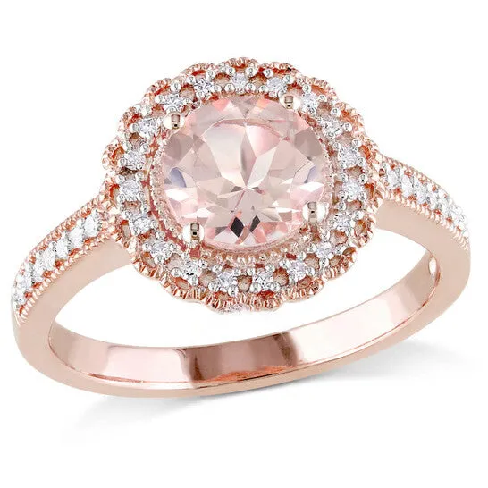 JMS always Rings Original Amour Pink Silver 18 CT Diamond TW And 1 16 CT TGW Morganite Fashion Ring JMS always Rings Original Amour Pink Silver 18 CT Diamond TW And 1 16 CT TGW Morganite Fashion Ring