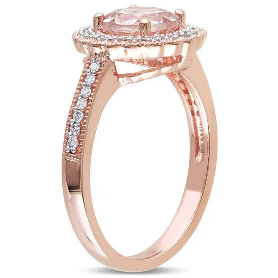 JMS always Rings Original Amour Pink Silver 18 CT Diamond TW And 1 16 CT TGW Morganite Fashion Ring JMS always Rings Original Amour Pink Silver 18 CT Diamond TW And 1 16 CT TGW Morganite Fashion Ring