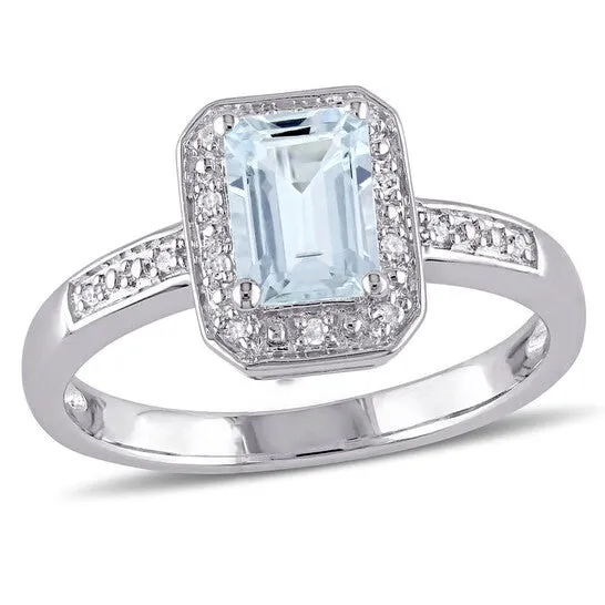 JMS always Rings Original Amour Sterling Silver 006 CT Diamond TW And 1 CT TGW Aquamarine Cocktail Ring JMS always Rings Original Amour Sterling Silver 006 CT Diamond TW And 1 CT TGW Aquamarine Cocktail Ring