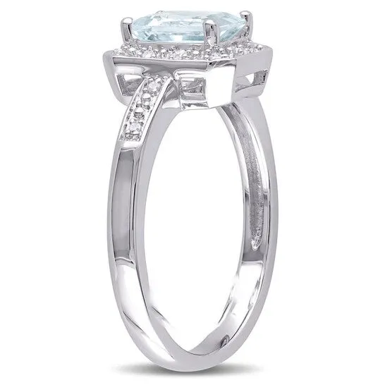 JMS always Rings Original Amour Sterling Silver 006 CT Diamond TW And 1 CT TGW Aquamarine Cocktail Ring JMS always Rings Original Amour Sterling Silver 006 CT Diamond TW And 1 CT TGW Aquamarine Cocktail Ring