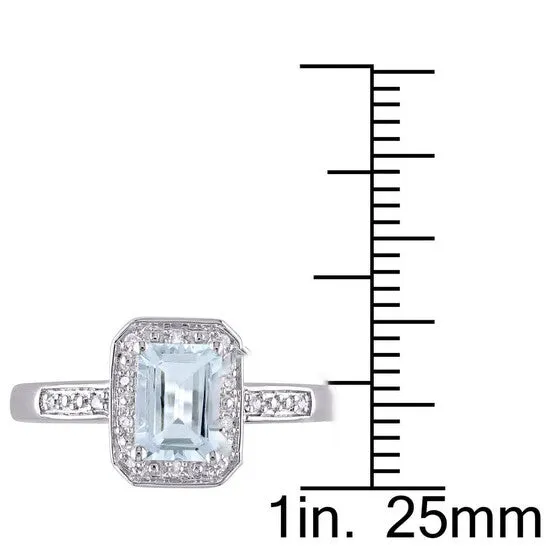 JMS always Rings Original Amour Sterling Silver 006 CT Diamond TW And 1 CT TGW Aquamarine Cocktail Ring JMS always Rings Original Amour Sterling Silver 006 CT Diamond TW And 1 CT TGW Aquamarine Cocktail Ring