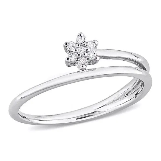 JMS always Rings Original Amour Sterling Silver Diamond Accent Floral Promise Ring JMS always Rings Original Amour Sterling Silver Diamond Accent Floral Promise Ring