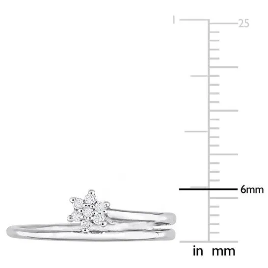 JMS always Rings Original Amour Sterling Silver Diamond Accent Floral Promise Ring JMS always Rings Original Amour Sterling Silver Diamond Accent Floral Promise Ring