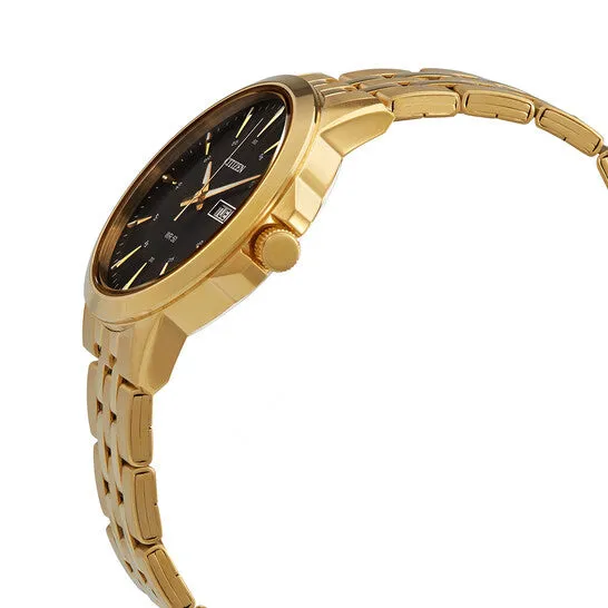 JMS always Rings Original Citizen Quartz Black Dial Goldtone Mens Watch BF201356E JMS always Rings Original Citizen Quartz Black Dial Goldtone Mens Watch BF201356E