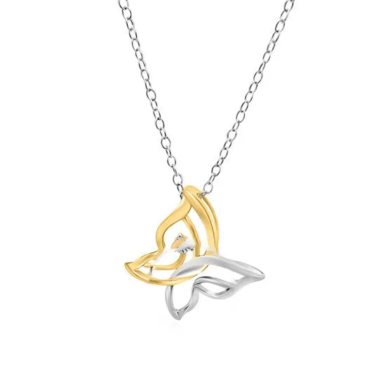 JMS always Rings Original Maulijewels 0005 Carat Natural White Diamond Two Tone Butterfly Pendant In Sterling Silver With 18 925 Sterling Silver Box Chain JMS always Rings Original Maulijewels 0005 Carat Natural White Diamond Two Tone Butterfly Pendant In Sterling Silver With 18 925 Sterling Silver Box Chain