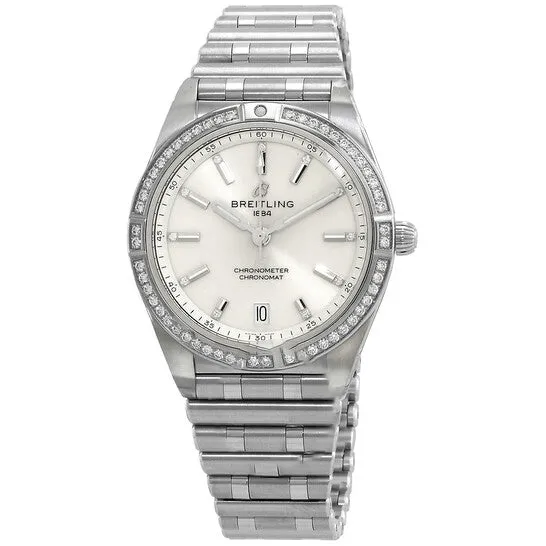 JMS always Watches Original Breitling Chronomat 36 Automatic Diamond White Dial Ladies Watch A10380591A1A1