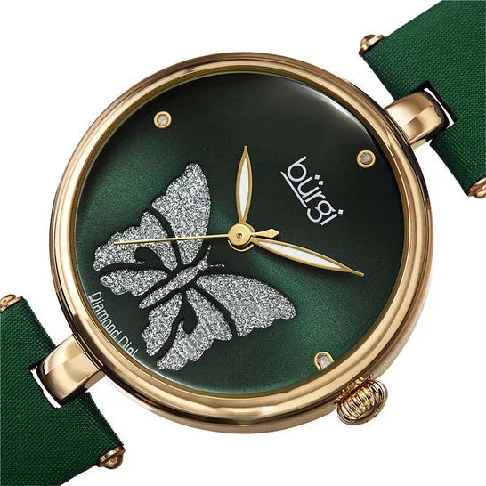 JMS always Watches Original Burgi Pretty Butterfly Quartz Crystal Green Dial Ladies Watch BUR233GN JMS always Watches Original Burgi Pretty Butterfly Quartz Crystal Green Dial Ladies Watch BUR233GN