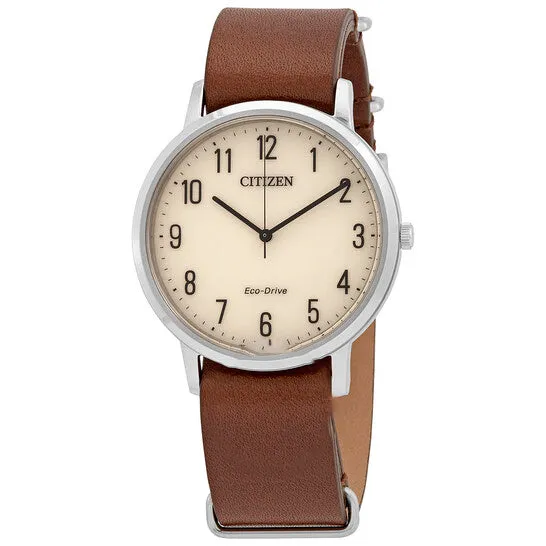 JMS always Watches Original Citizen White Dial Brown Leather Mens Watch BJ650128A JMS always Watches Original Citizen White Dial Brown Leather Mens Watch BJ650128A
