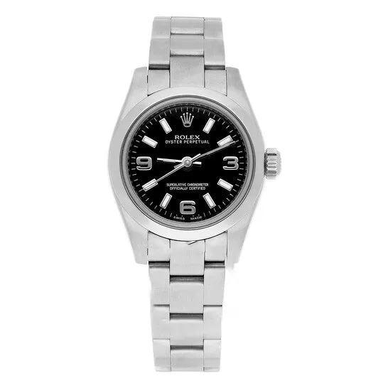 JMS always Watches Original Preowned Rolex Oyster Perpetual Automatic Black Dial Ladies Watch 176200 BKSAO JMS always Watches Original Preowned Rolex Oyster Perpetual Automatic Black Dial Ladies Watch 176200 BKSAO
