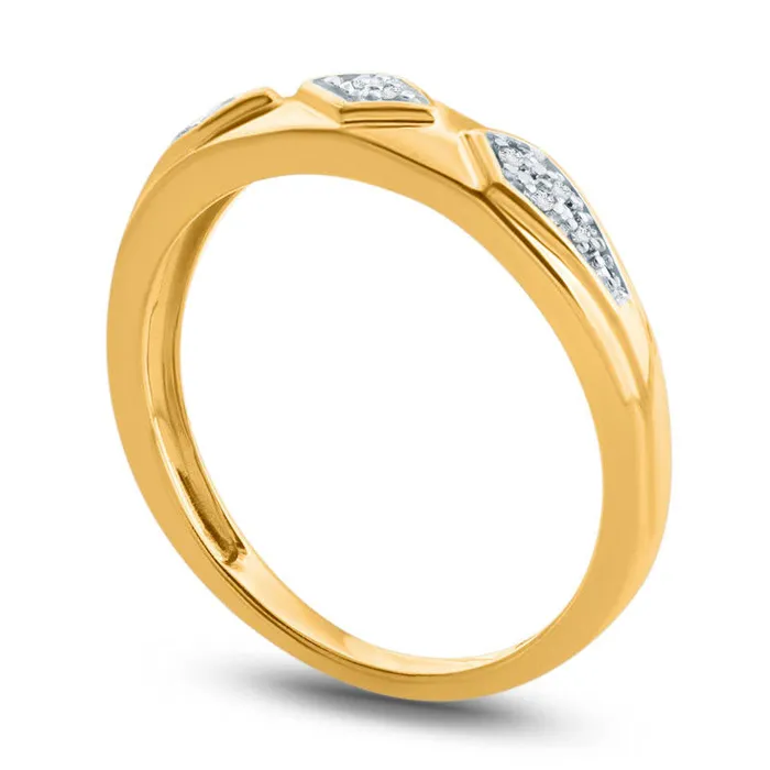 Ladies Natural Diamond Accent Retro Geometric Wedding Band in Solid 10K Yellow Gold Goldia Rings Ladies Natural Diamond Accent Retro Geometric Wedding Band in Solid 10K Yellow Gold Goldia Rings