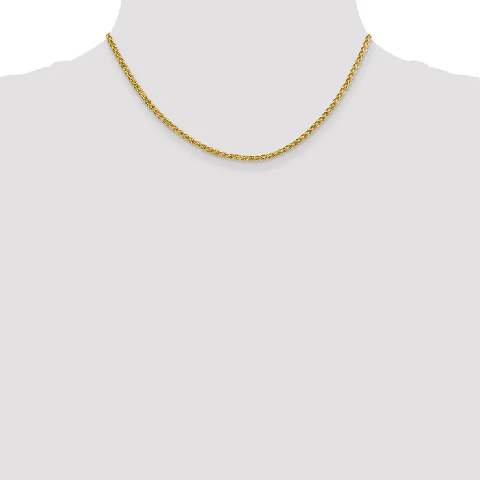 MDS 14K Yellow Gold 16 inch 275mm SemiSolid Wheat with Lobster Clasp Chain Necklace Necklaces MDS 14K Yellow Gold 16 inch 275mm SemiSolid Wheat with Lobster Clasp Chain Necklace Necklaces