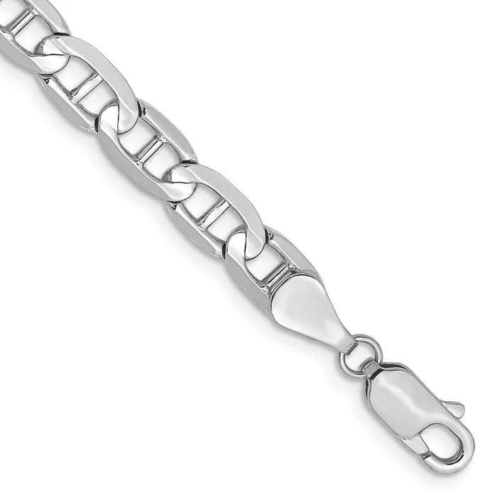 MDS Bracelets Solid 14K White Gold 7 inch 525mm Concave Anchor with Lobster Clasp Bracelet MDS Bracelets Solid 14K White Gold 7 inch 525mm Concave Anchor with Lobster Clasp Bracelet