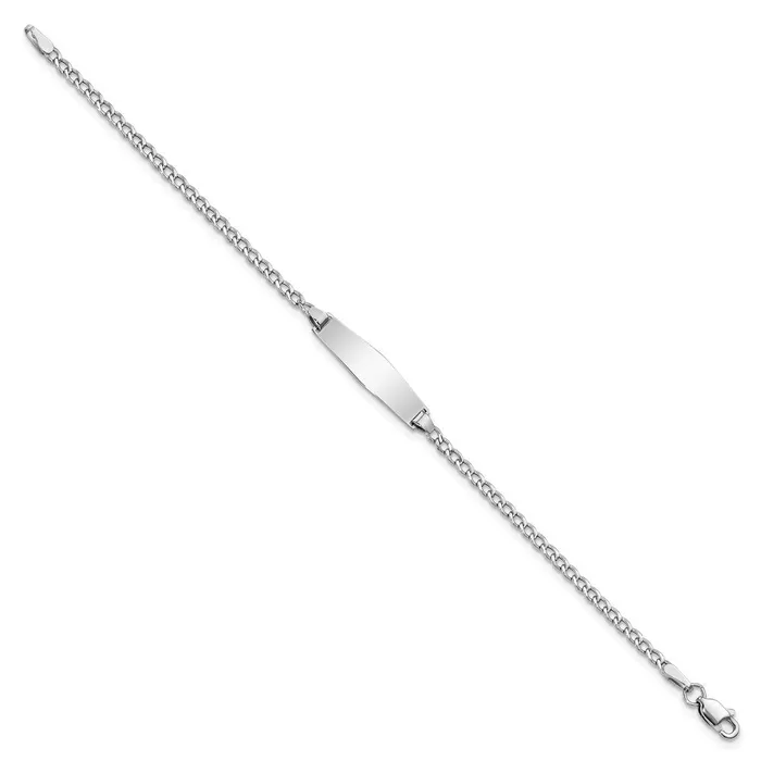 MDS Bracelets Solid 14K White Gold Semisolid Soft Diamond Shape Cuban ID Bracelet MDS Bracelets Solid 14K White Gold Semisolid Soft Diamond Shape Cuban ID Bracelet