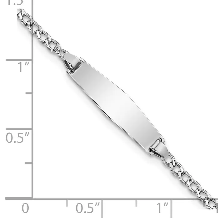 MDS Bracelets Solid 14K White Gold Semisolid Soft Diamond Shape Cuban ID Bracelet MDS Bracelets Solid 14K White Gold Semisolid Soft Diamond Shape Cuban ID Bracelet