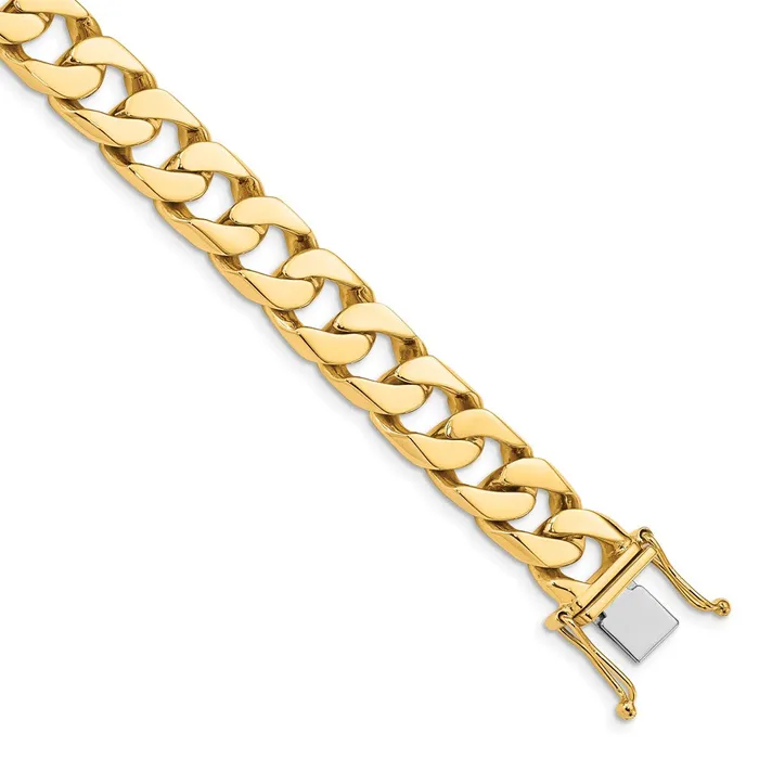 MDS Bracelets Solid 14K Yellow Gold 8 inch 106mm Hand Polished Flat Beveled Curb Link with Box Catch Clasp Bracelet MDS Bracelets Solid 14K Yellow Gold 8 inch 106mm Hand Polished Flat Beveled Curb Link with Box Catch Clasp Bracelet