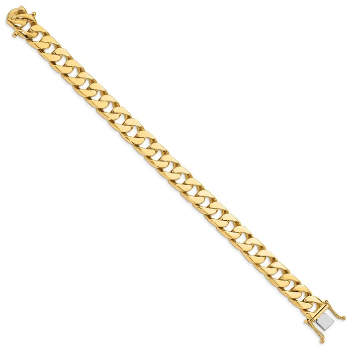 MDS Bracelets Solid 14K Yellow Gold 8 inch 106mm Hand Polished Flat Beveled Curb Link with Box Catch Clasp Bracelet MDS Bracelets Solid 14K Yellow Gold 8 inch 106mm Hand Polished Flat Beveled Curb Link with Box Catch Clasp Bracelet