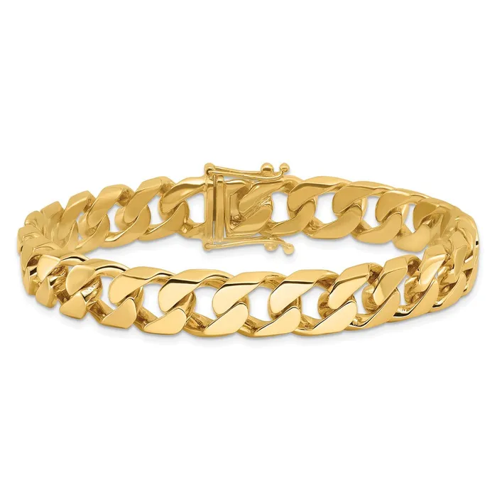 MDS Bracelets Solid 14K Yellow Gold 8 inch 106mm Hand Polished Flat Beveled Curb Link with Box Catch Clasp Bracelet MDS Bracelets Solid 14K Yellow Gold 8 inch 106mm Hand Polished Flat Beveled Curb Link with Box Catch Clasp Bracelet