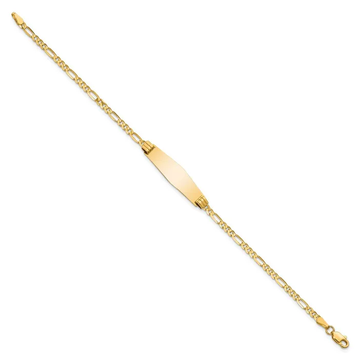 MDS Bracelets Solid 14K Yellow Gold Soft Diamond Shape Figaro ID Bracelet MDS Bracelets Solid 14K Yellow Gold Soft Diamond Shape Figaro ID Bracelet