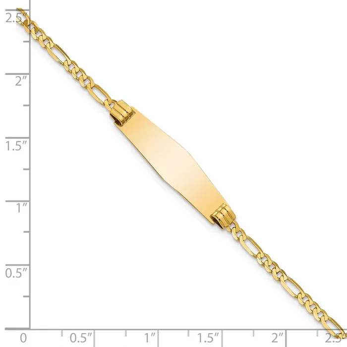MDS Bracelets Solid 14K Yellow Gold Soft Diamond Shape Figaro ID Bracelet MDS Bracelets Solid 14K Yellow Gold Soft Diamond Shape Figaro ID Bracelet