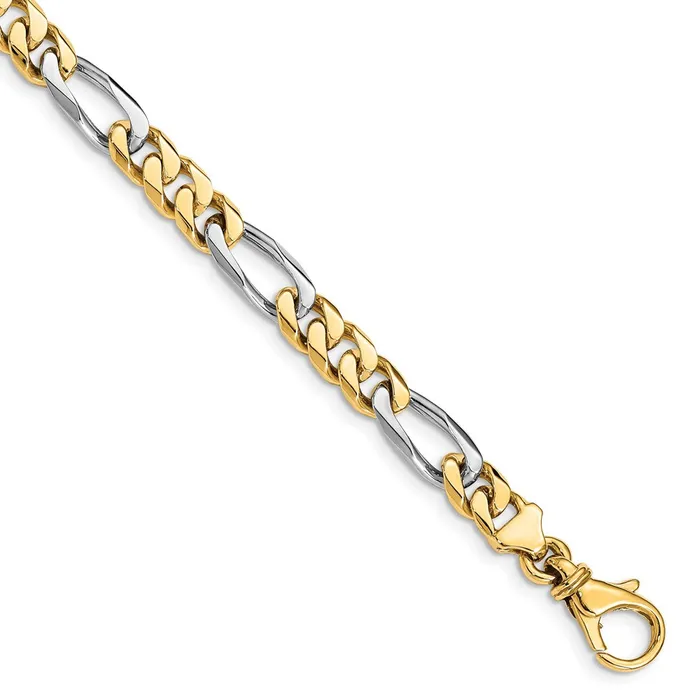 MDS Necklaces Solid 14K Twotone Gold 22 inch 61mm Hand Polished Fancy Link with Fancy Lobster Clasp Chain Necklace