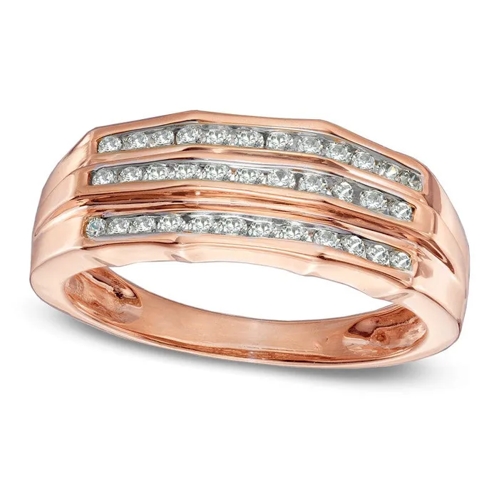Mens 10 CT TW Natural Diamond Wedding Band in Solid 10K Rose Gold Goldia Rings Mens 10 CT TW Natural Diamond Wedding Band in Solid 10K Rose Gold Goldia Rings