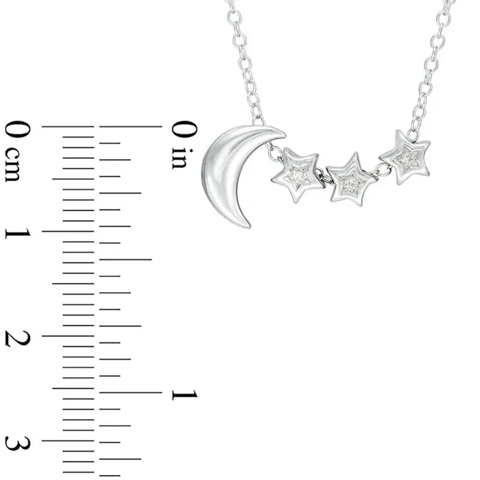 Natural Diamond Accent Moon and Stars Necklace in Sterling Silver Goldia Necklaces Natural Diamond Accent Moon and Stars Necklace in Sterling Silver Goldia Necklaces