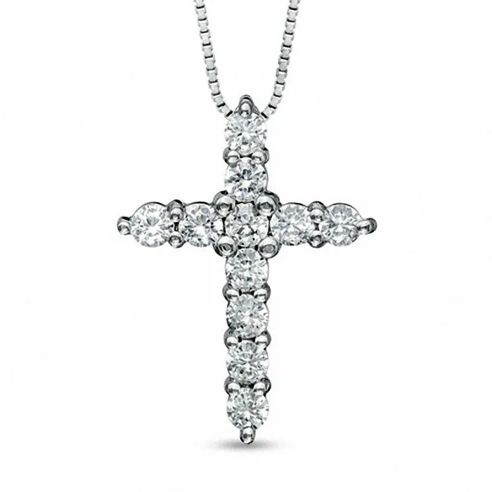 Necklaces 05 CT TW Natural Diamond Cross Pendant in Sterling Silver Goldia Necklaces 05 CT TW Natural Diamond Cross Pendant in Sterling Silver Goldia