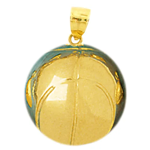 Necklaces 14K Gold 3D Basketball Pendant Goldia