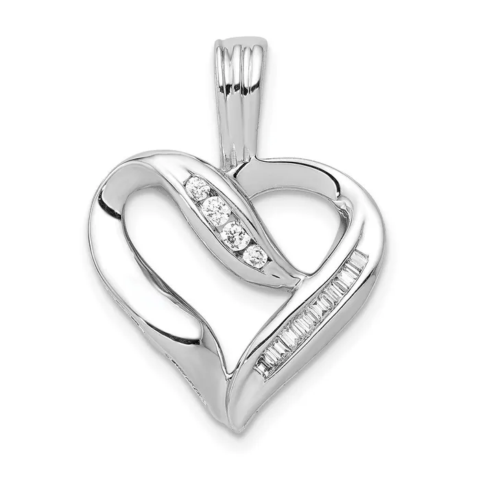 Necklaces 14k White Gold 18ct Real Diamond Heart Pendant Goldia