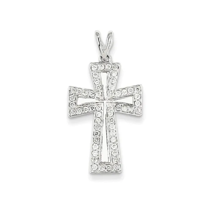 Necklaces 14k White Gold Diamond Cross Pendant Goldia