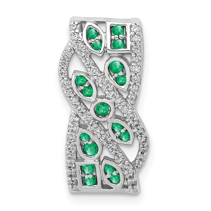 Necklaces 14k White Gold Real Diamond u0026 Emerald Fancy Pendant Goldia