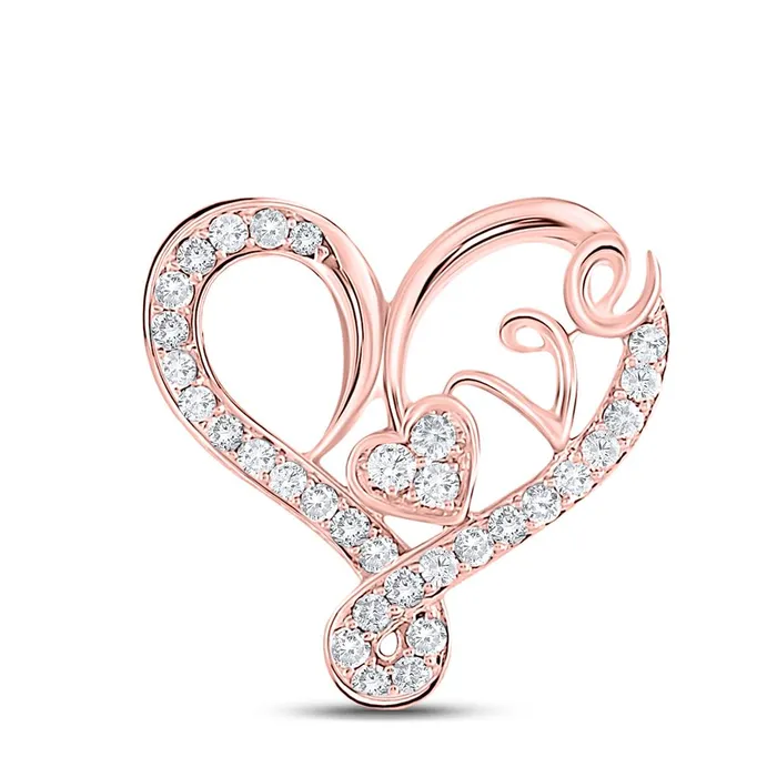 Necklaces gndatlanta 10k Rose Gold Round Diamond Heart Love Pendant 13 Cttw