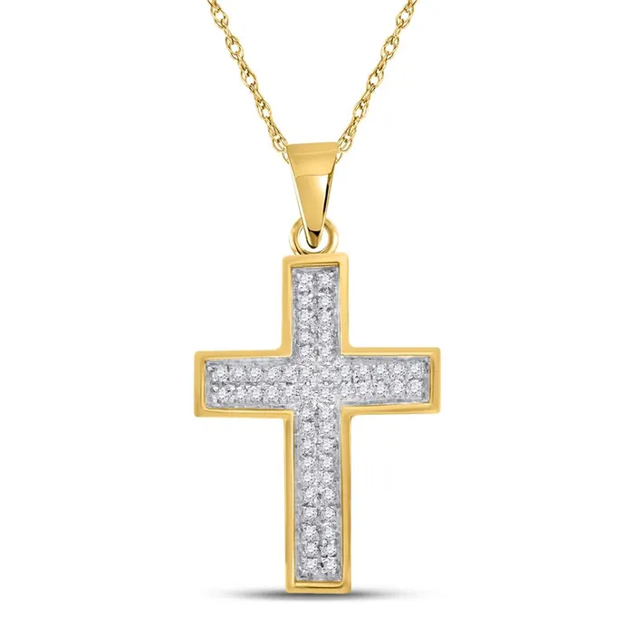 Necklaces gndatlanta 10k Yellow Gold Round Diamond Cross Pendant 16 Cttw Necklaces gndatlanta 10k Yellow Gold Round Diamond Cross Pendant 16 Cttw