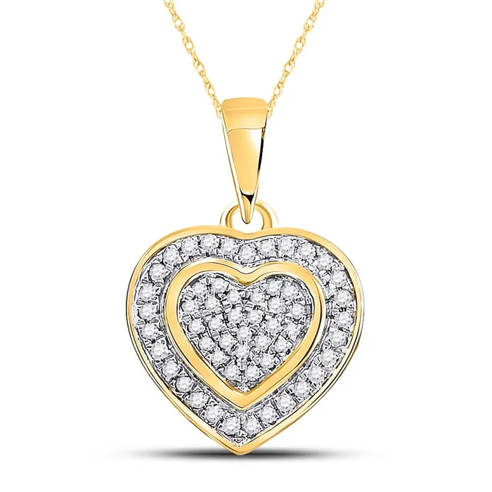 Necklaces gndatlanta 10k Yellow Gold Round Diamond Heart Pendant 15 Cttw