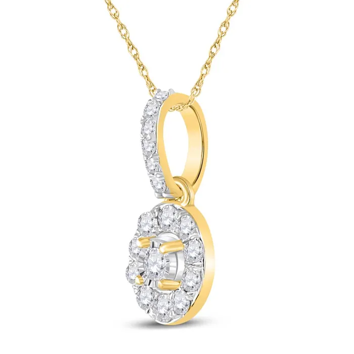 Necklaces gndatlanta 10k Yellow Gold Round Diamond Oval Pendant 15 Cttw
