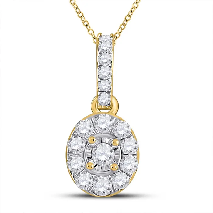 Necklaces gndatlanta 10k Yellow Gold Round Diamond Oval Pendant 15 Cttw