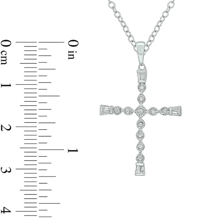 Necklaces Goldia 01 CT TW Natural Diamond Antique VintageStyle Cross Pendant in Sterling Silver Necklaces Goldia 01 CT TW Natural Diamond Antique VintageStyle Cross Pendant in Sterling Silver